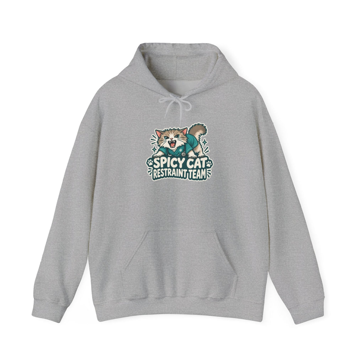 Spicy Cat Restraint Team Hoodie in Sport Grey
