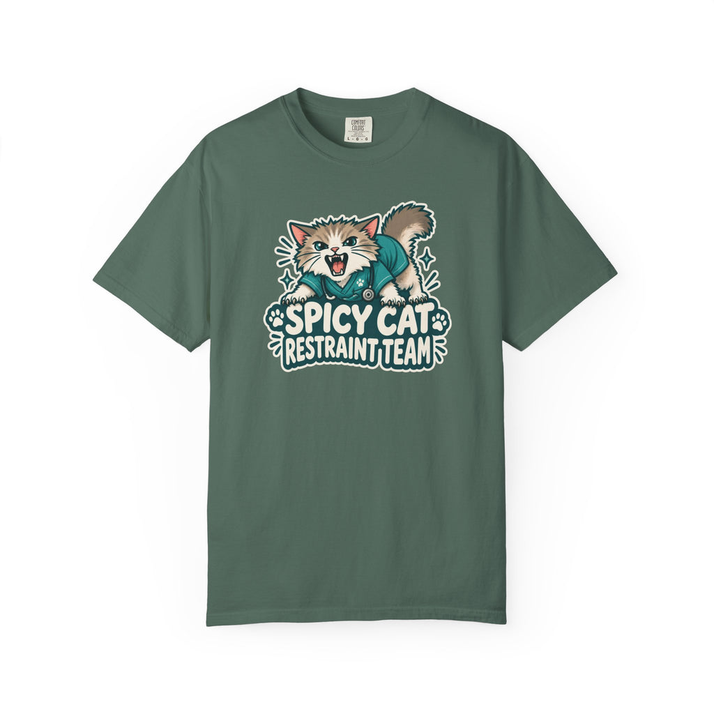 Spicy Cat Restraint Team Shirt in Blue Spruce