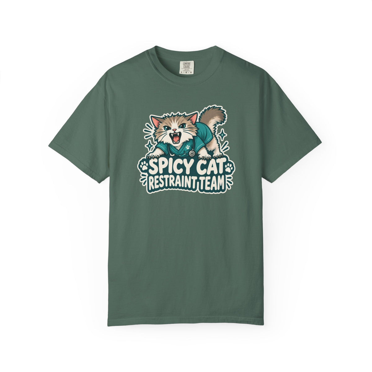 Spicy Cat Restraint Team Shirt in Blue Spruce