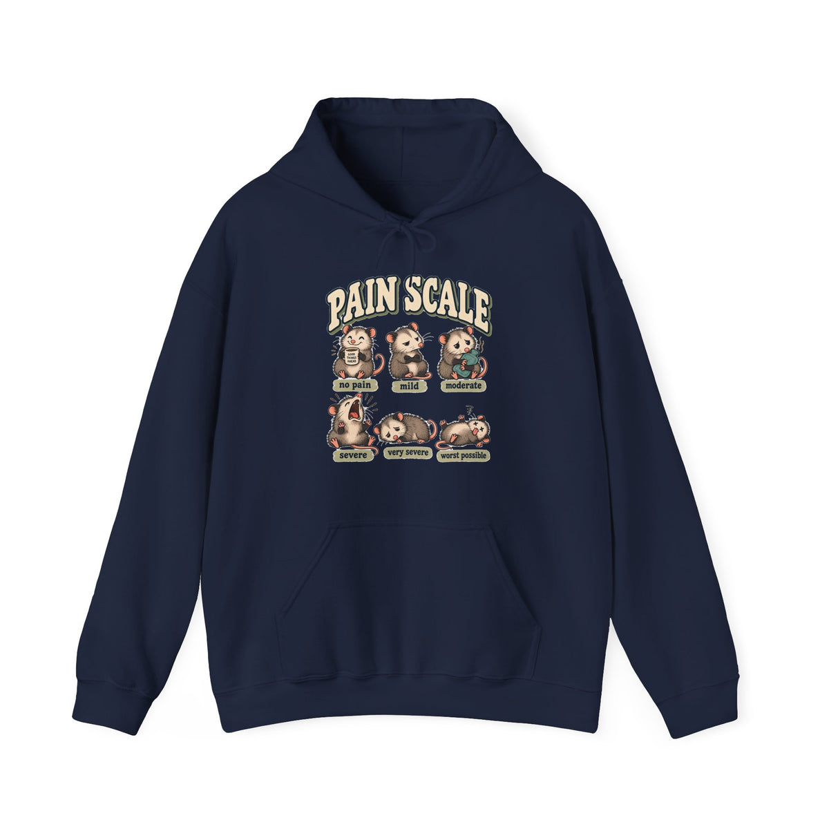 Pain Scale Opossum Hoodie in Navy