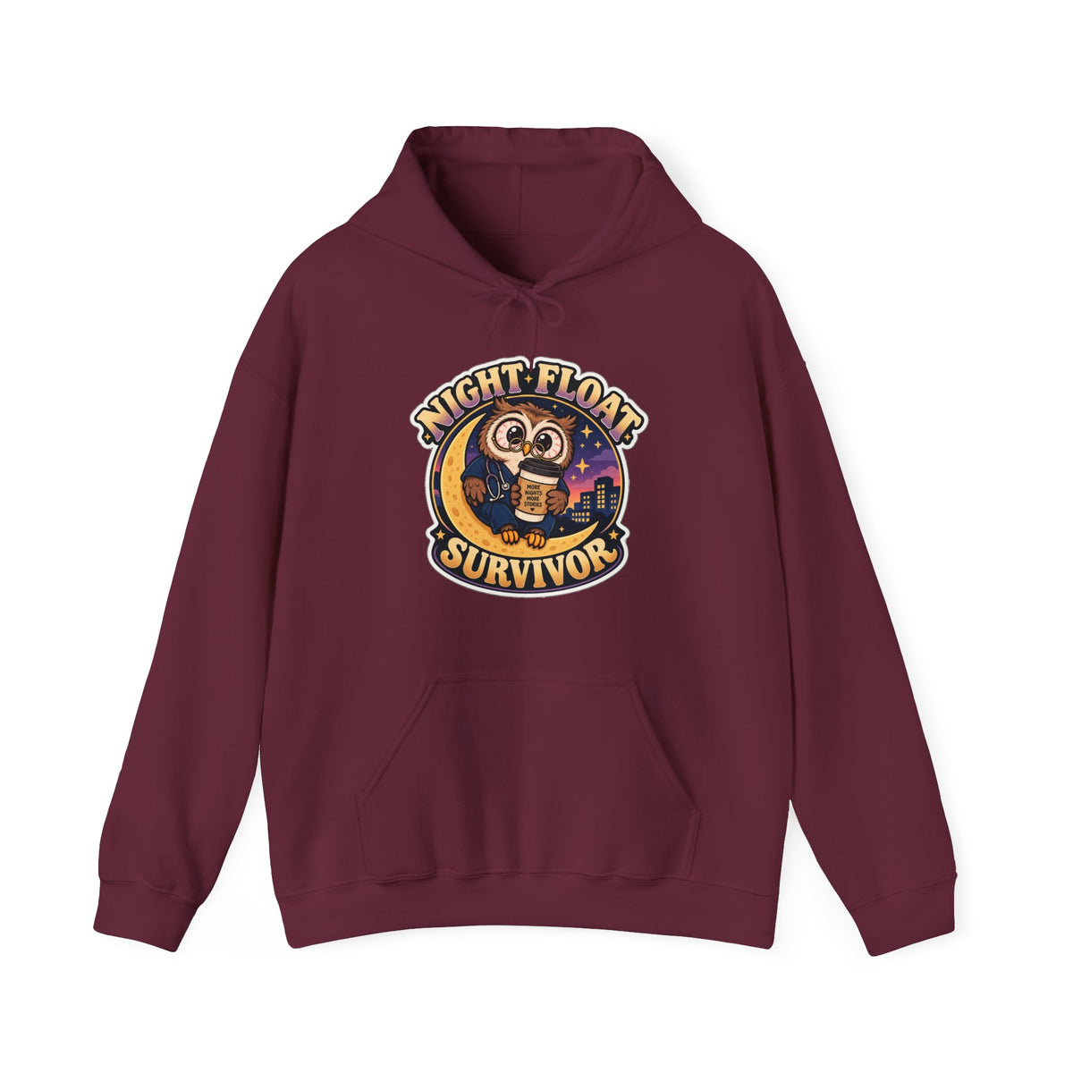 Night Float Survivor Hoodie in Maroon