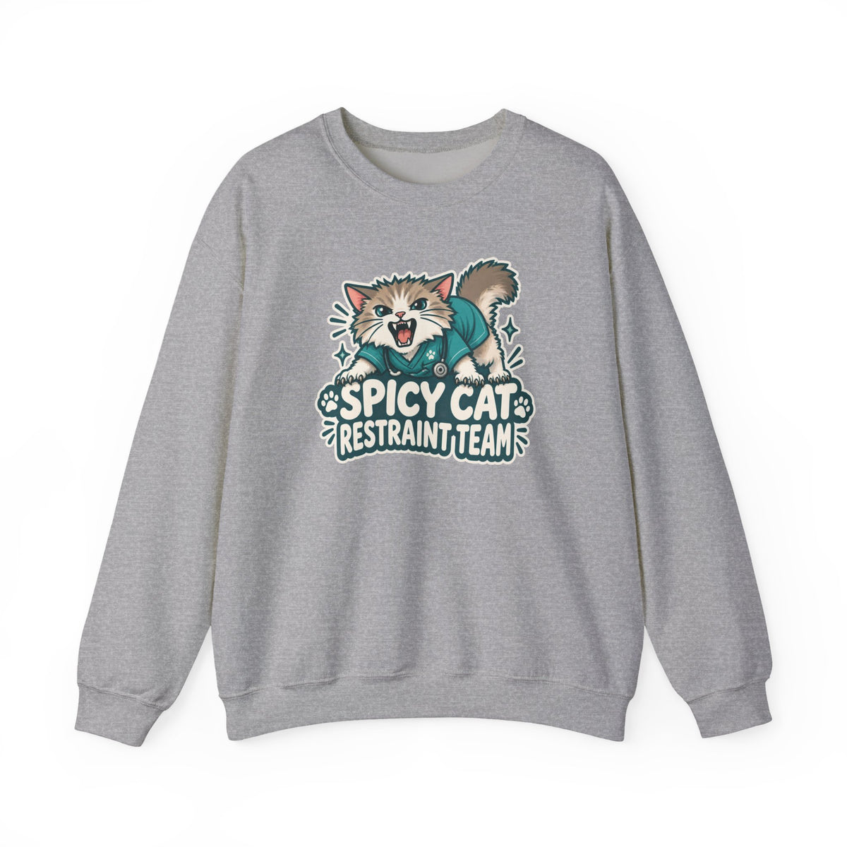Spicy Cat Restraint Team Sweatshirt in Sport Grey