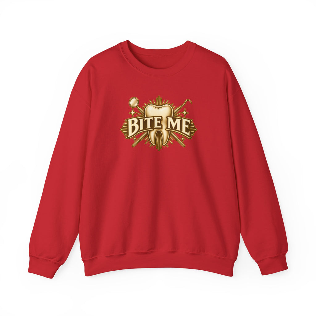 Bite Me Crest Sweatshirt in Red