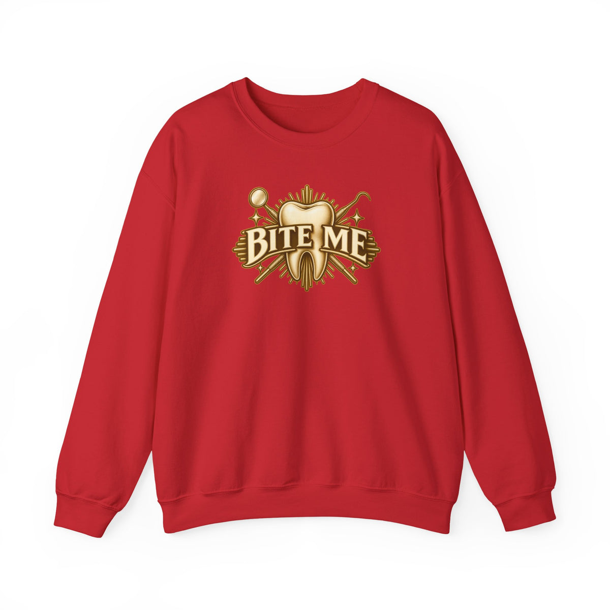 Bite Me Crest Sweatshirt in Red