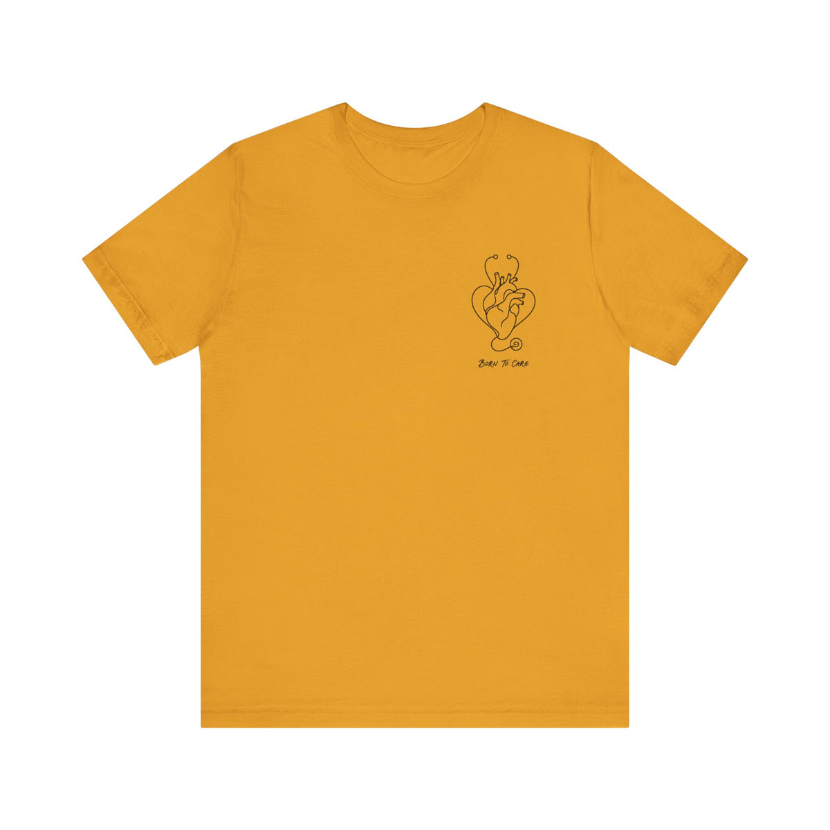 Born to Care Heart Stethoscope T-Shirt in Mustard