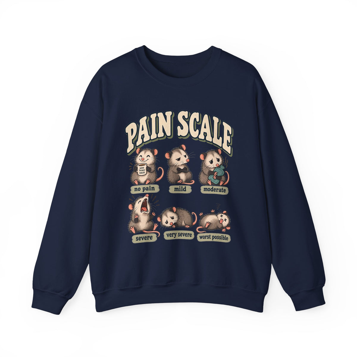 Pain Scale Opossum Sweatshirt in Navy