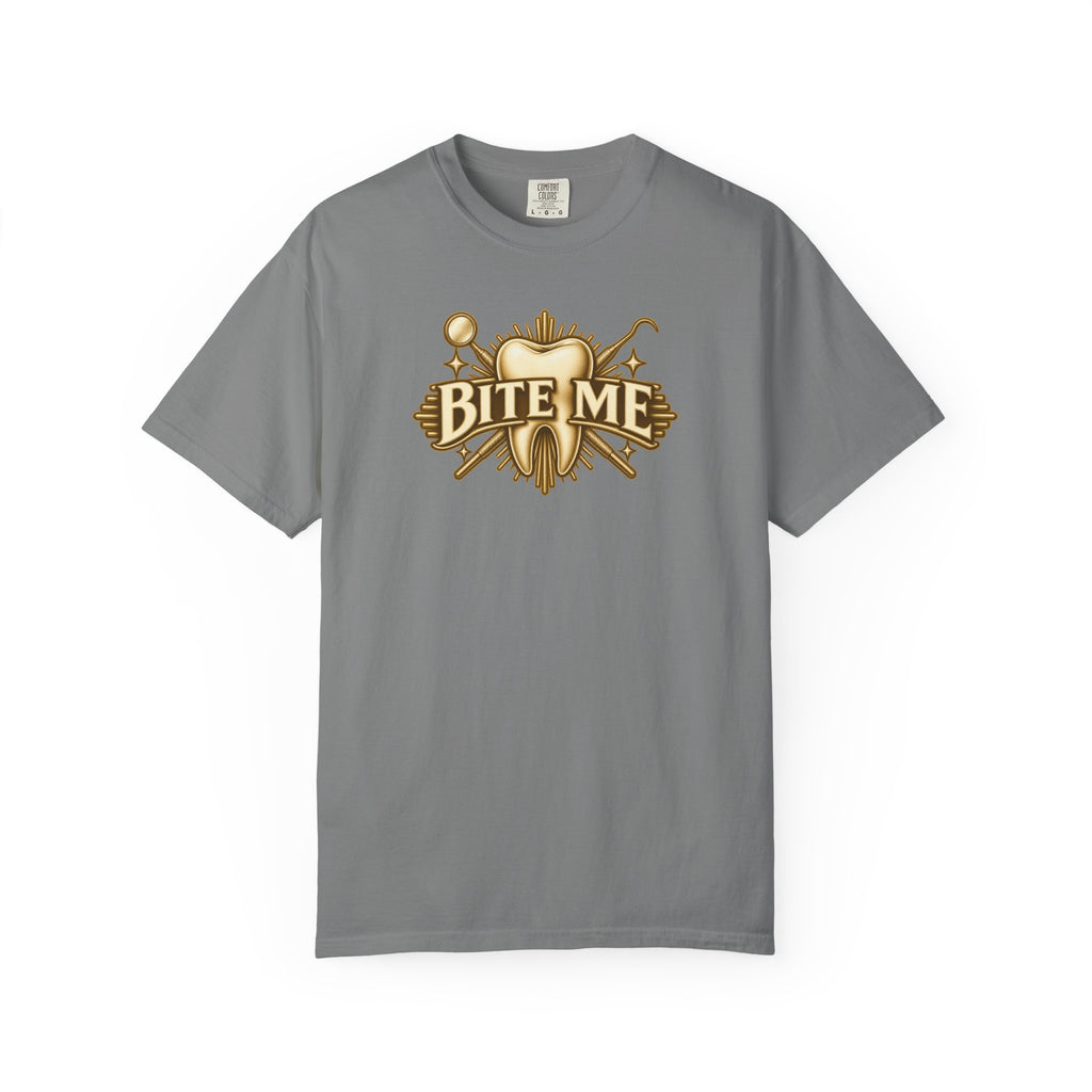 Bite Me Crest Shirt in Grey