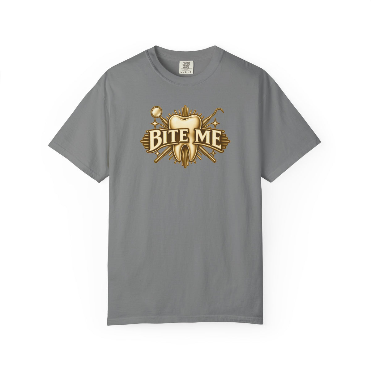 Bite Me Crest Shirt in Grey