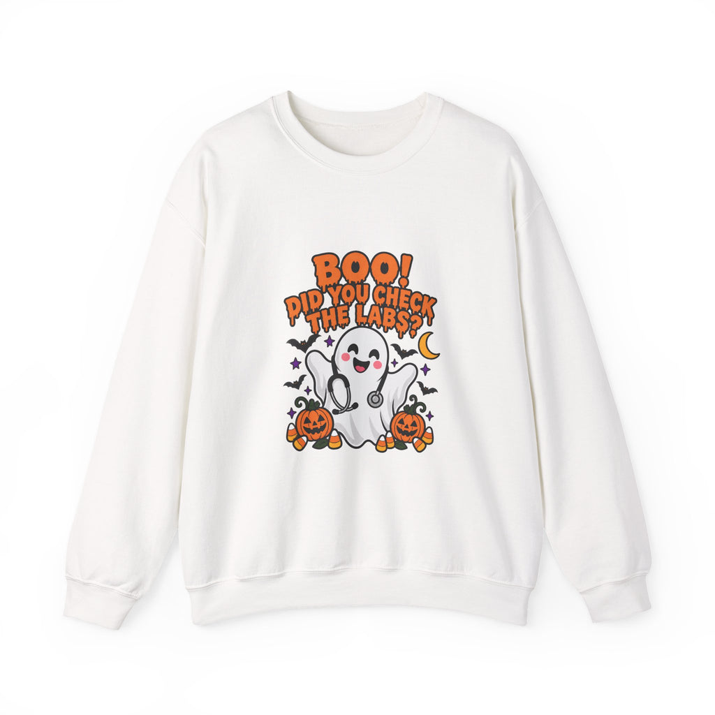 Boo! Did You Check the Labs? Sweatshirt in White