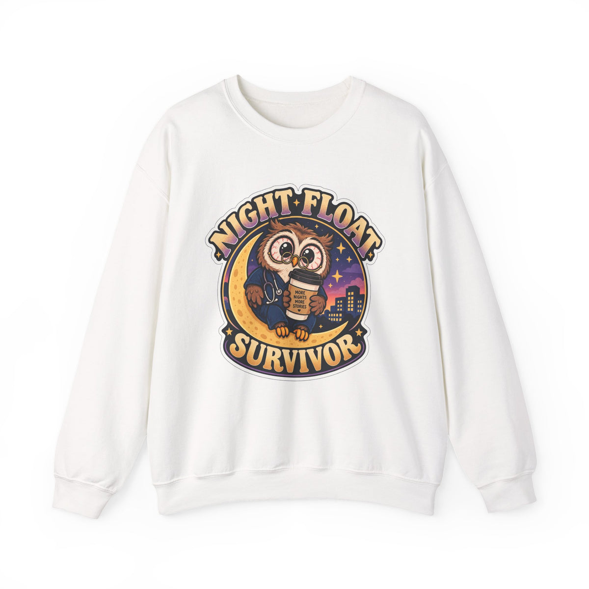Night Float Survivor Sweatshirt in White