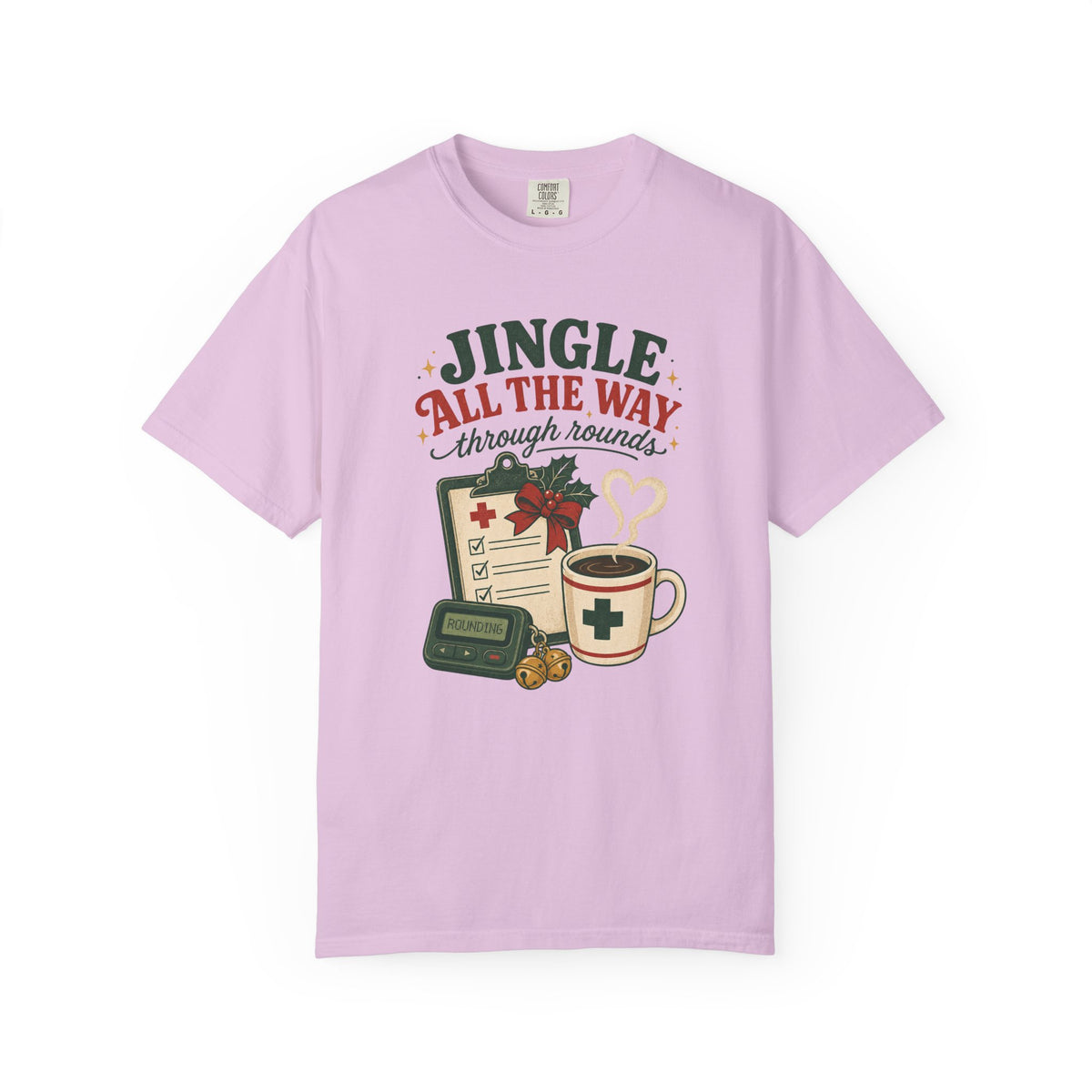 Jingle All the Way Through Rounds Christmas Comfort Colors 1717 tee in Orchid