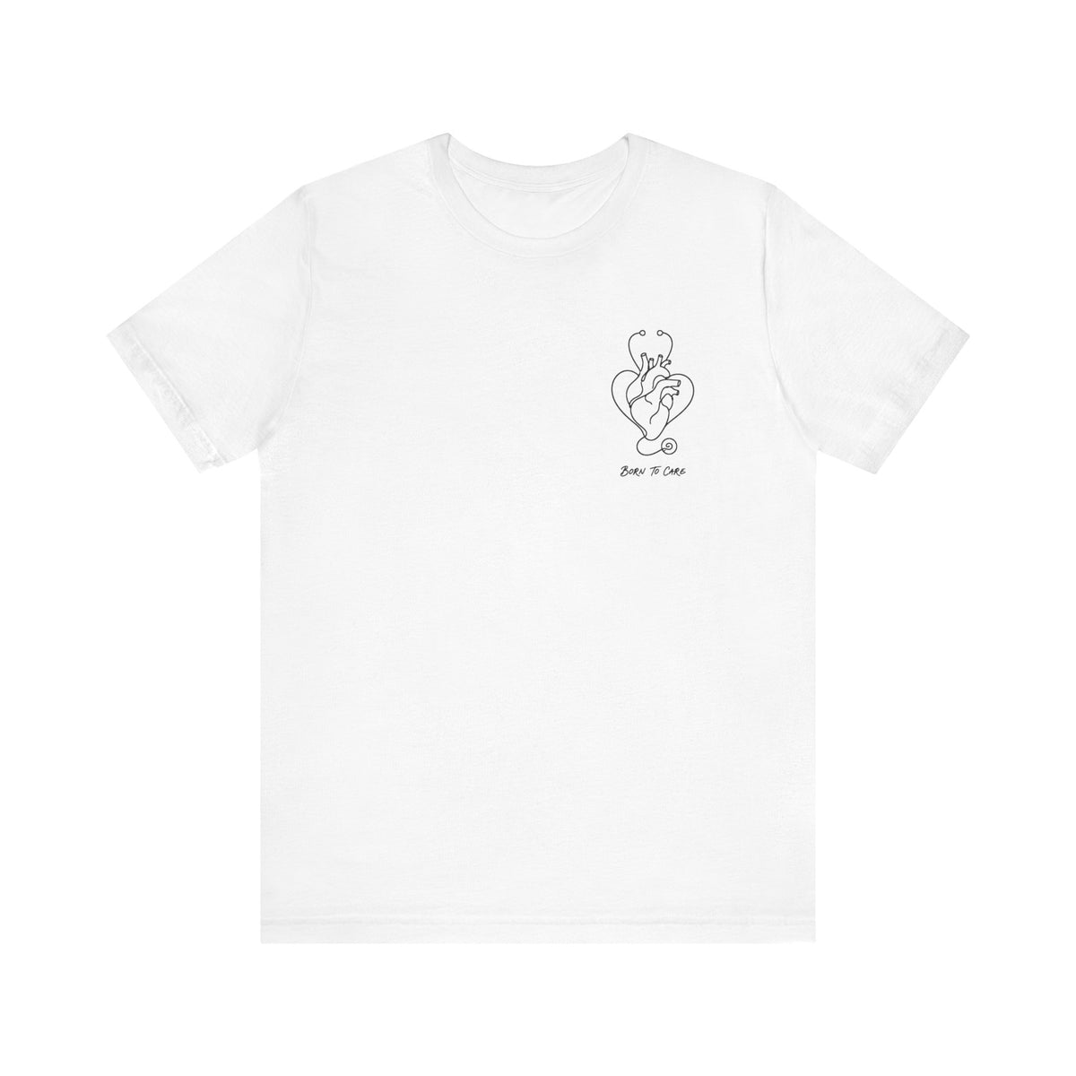 Born to Care Heart Stethoscope T-Shirt in White