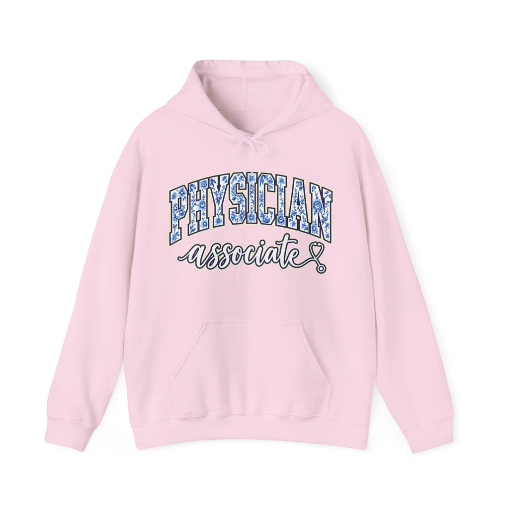 Physician Associate Floral Varsity Hoodie in Light Pink