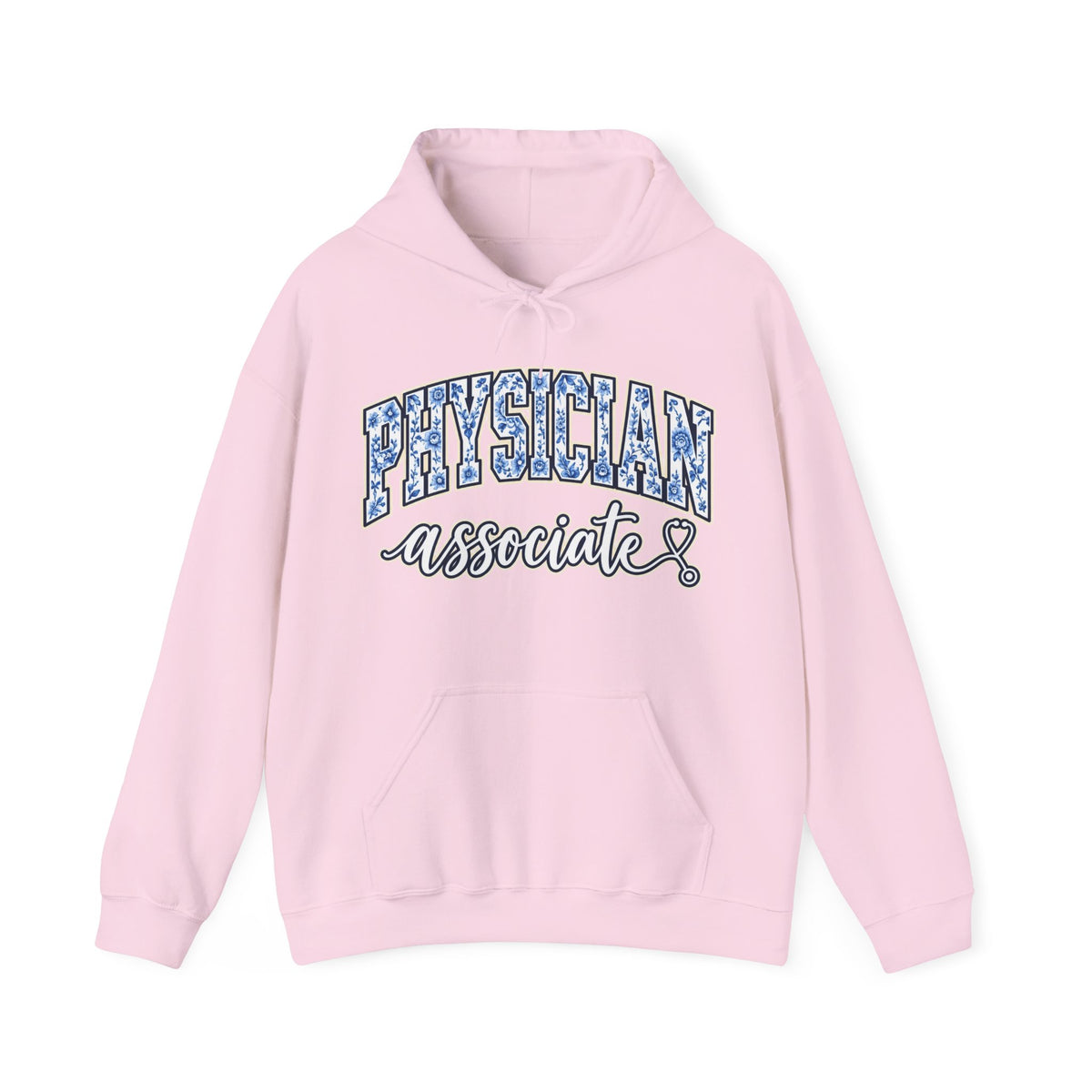 Physician Associate Floral Varsity Hoodie in Light Pink