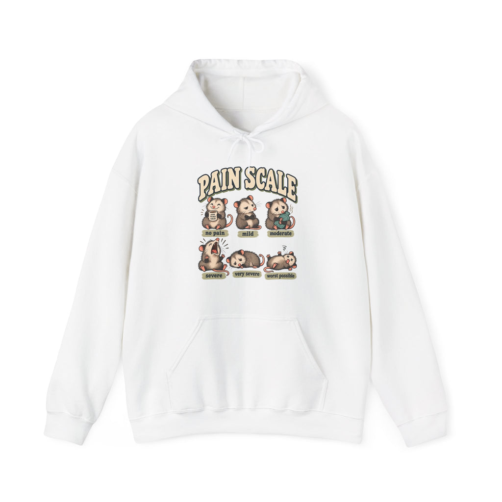 Pain Scale Opossum Hoodie in White
