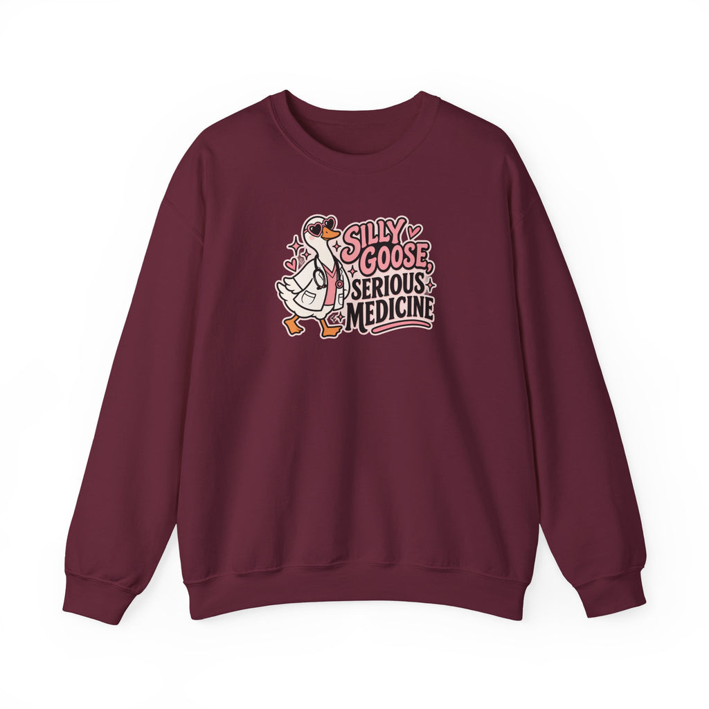 Silly Goose Serious Medicine Sweatshirt in Maroon