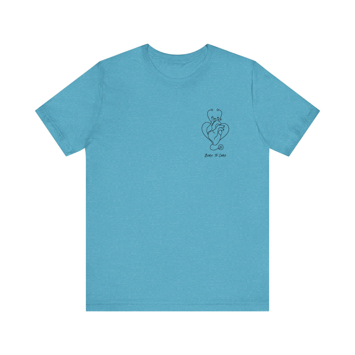 Born to Care Heart Stethoscope T-Shirt in Heather Aqua