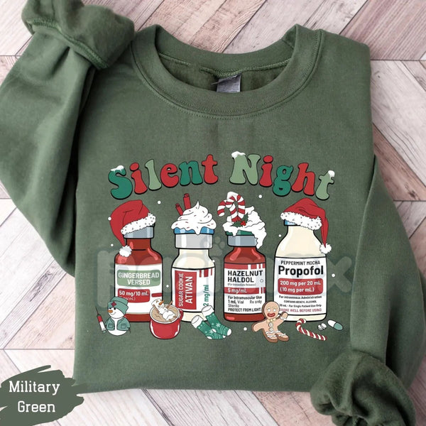 Compassionate Care Nurse Christmas Sweatshirt | "Silent Night" Guardian Holiday Crewneck | Medical Staff Appreciation Gift