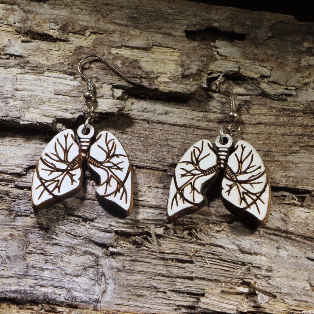 Human Lung Wooden Earrings | Anatomy Medical Jewelry