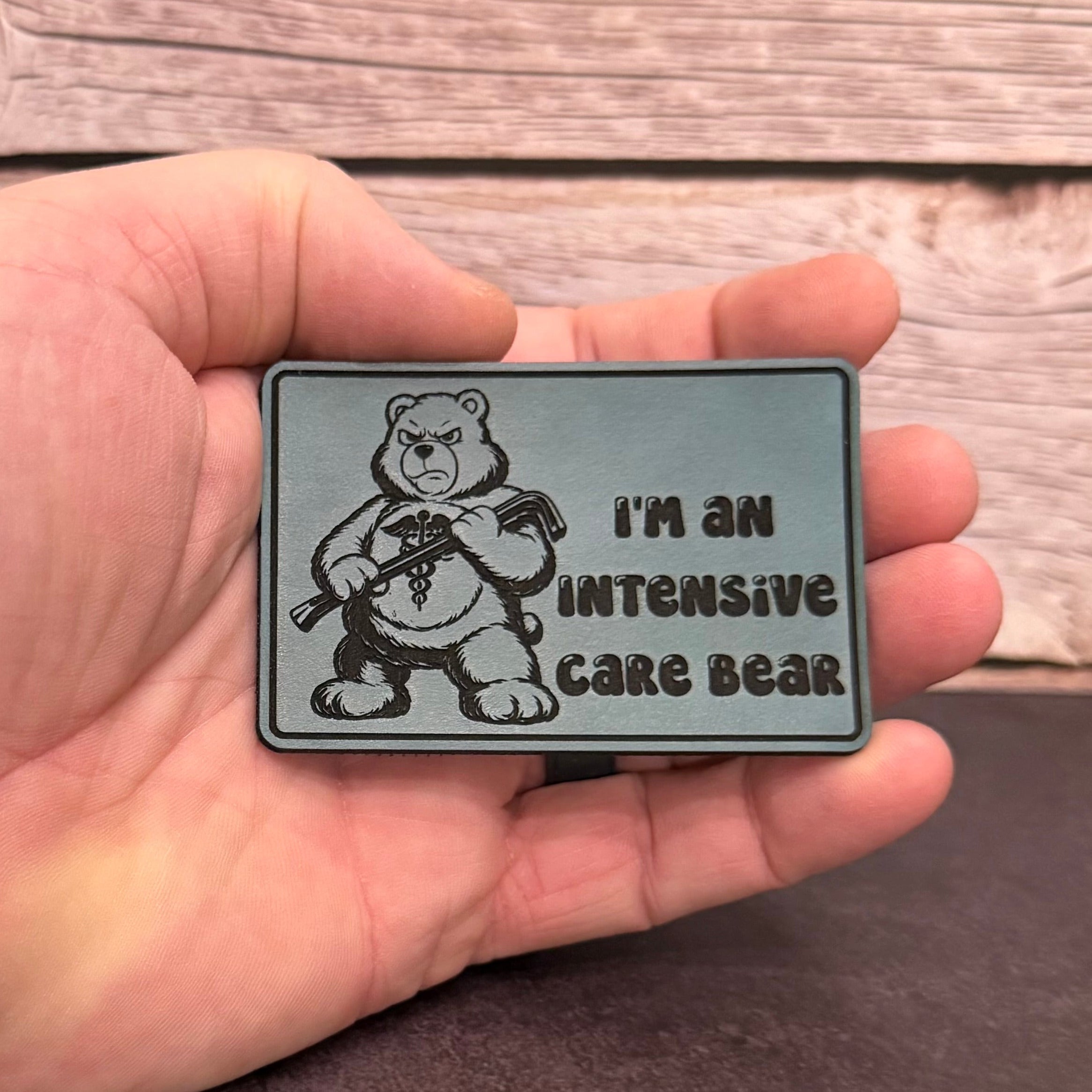 Intensive Care Bear  Funny Nurse Medic Morale Patch | Made in USA | VELCRO® Brand Hook Backing