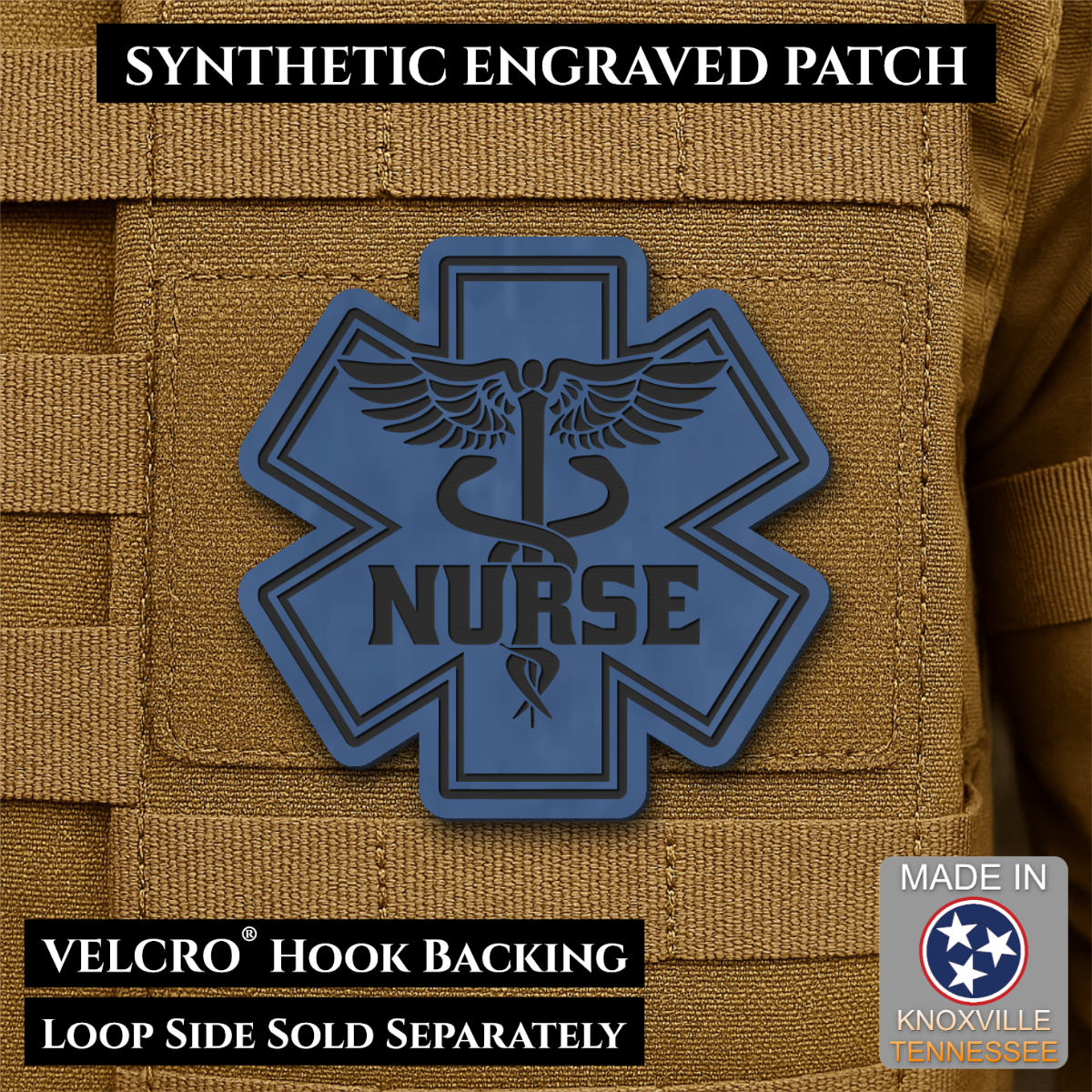 Nurse - Star of Life Morale Patch, 3x3" | Made in USA | VELCRO® Brand Hook Backing
