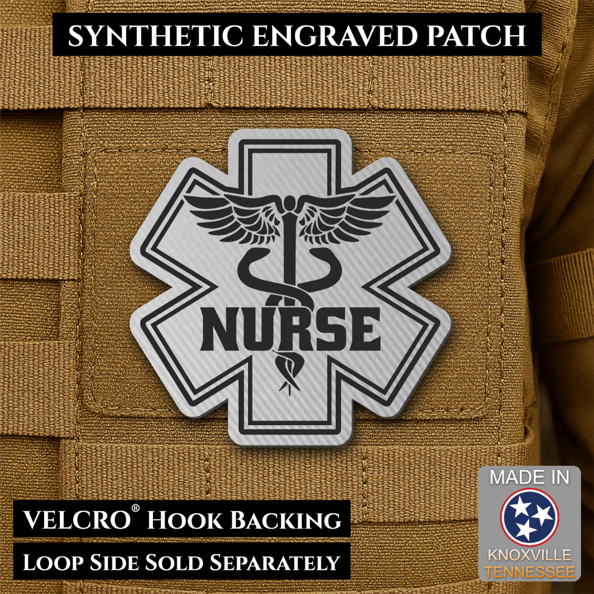 Nurse - Star of Life Morale Patch, 3x3" | Made in USA | VELCRO® Brand Hook Backing