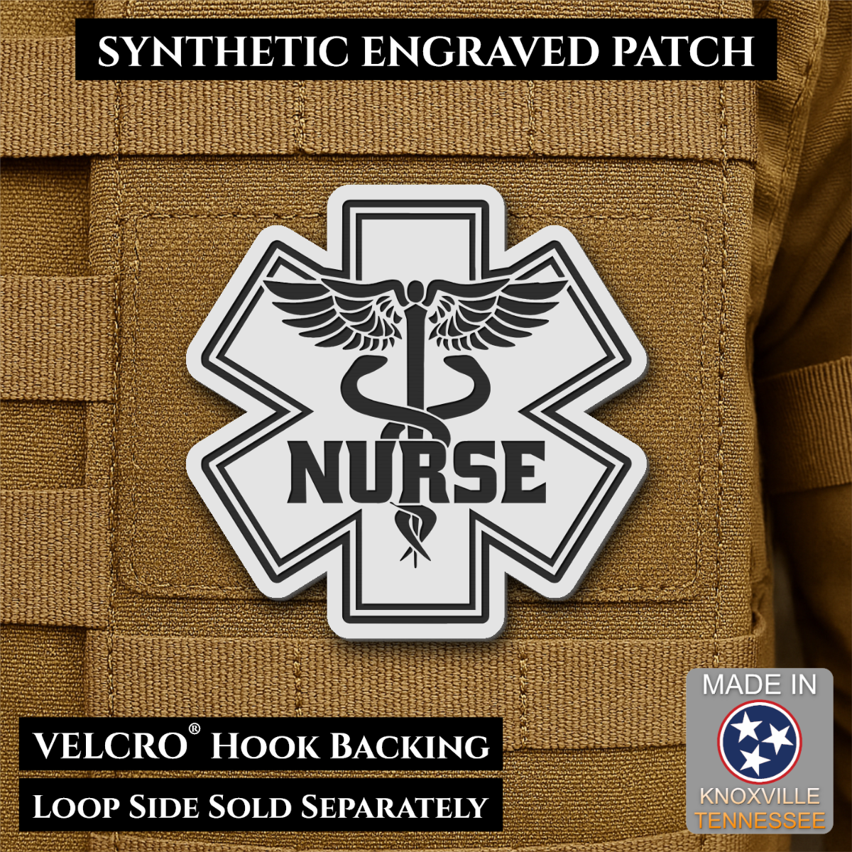 Nurse - Star of Life Morale Patch, 3x3" | Made in USA | VELCRO® Brand Hook Backing