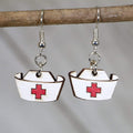 Nurse Hat Wooden Dangle Earrings | Medical Jewelry Gift
