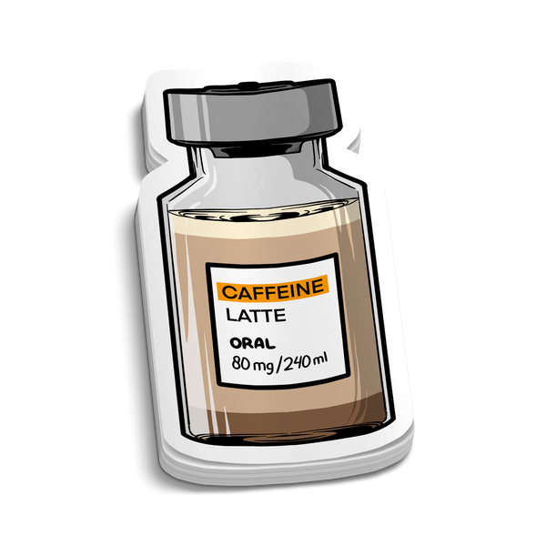 Caffeine Vile 80mg | Funny Medical Stickers