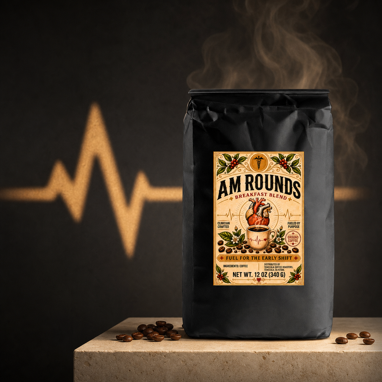 AM Rounds Breakfast Blend Ground Coffee — 12 oz