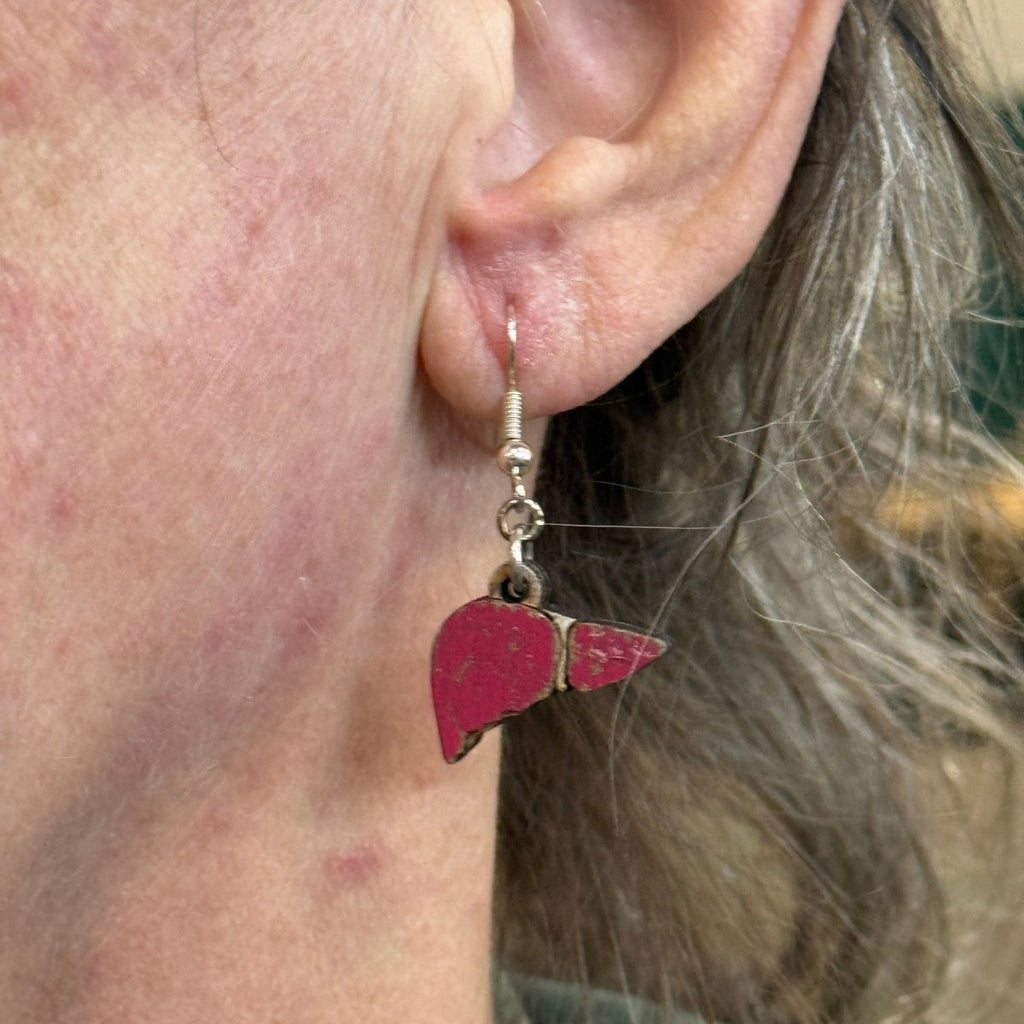 Human Liver Wooden Earrings | Anatomy Medical Jewelry