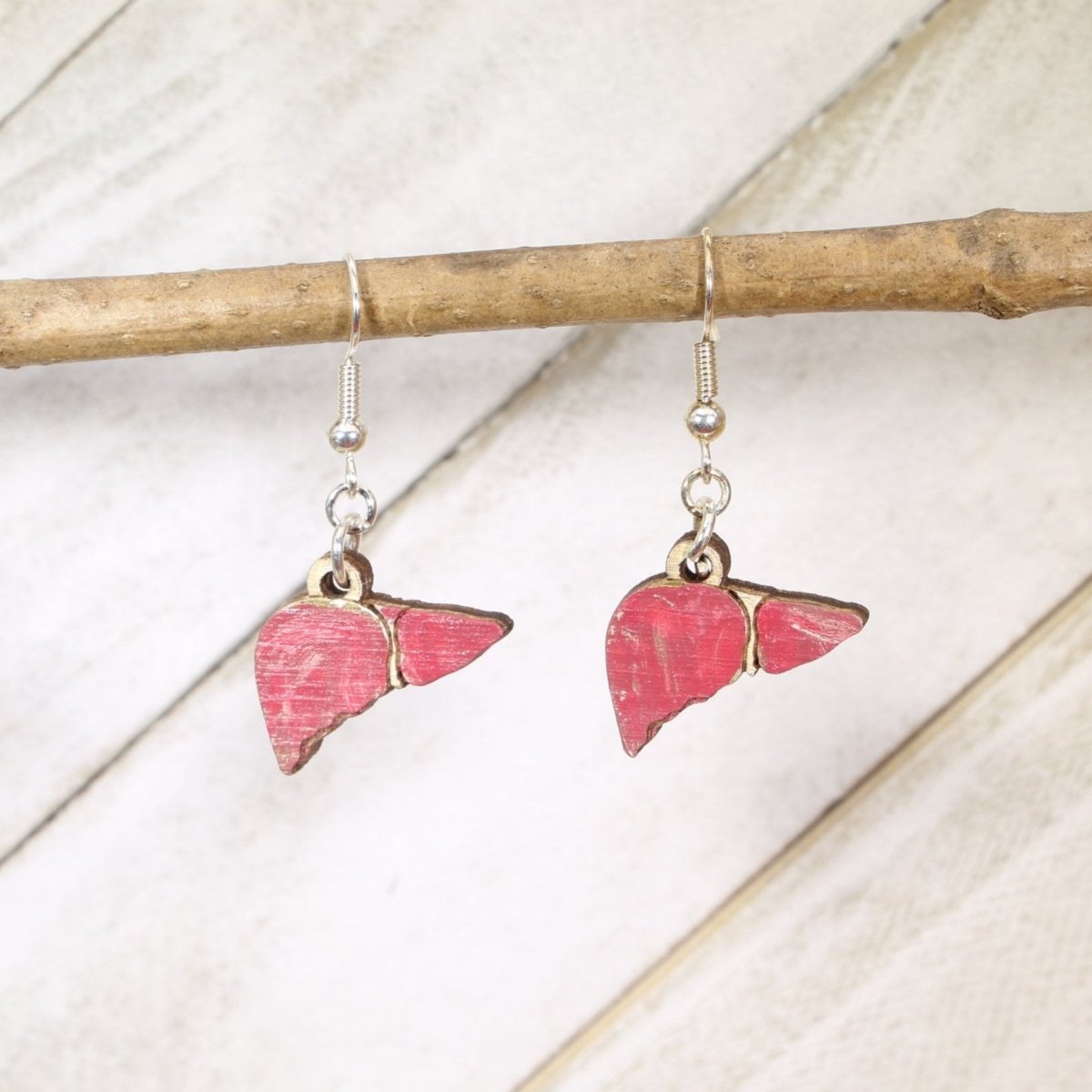 Human Liver Wooden Earrings | Anatomy Medical Jewelry