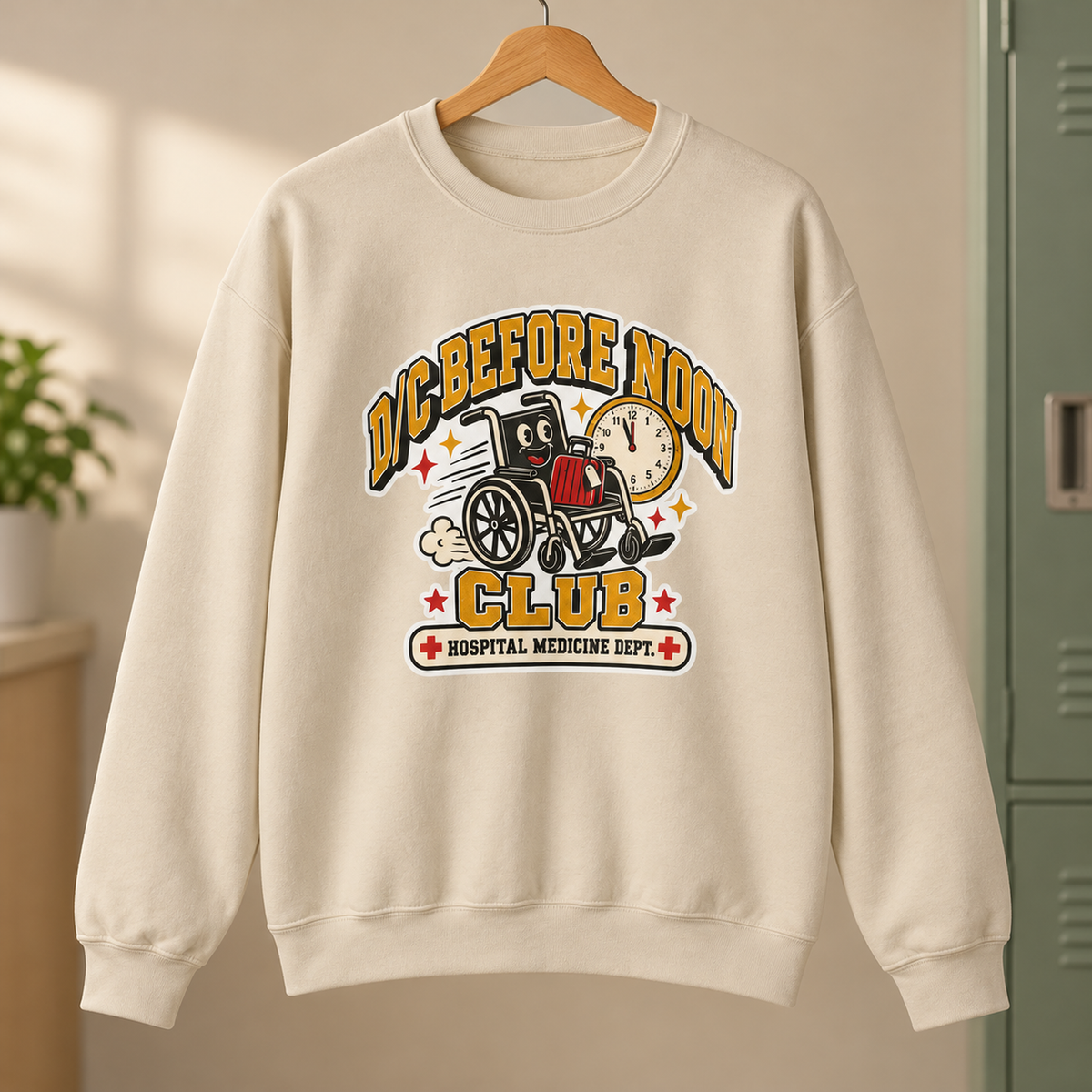D/C Before Noon Club Sweatshirt in Sand — product in warm setting