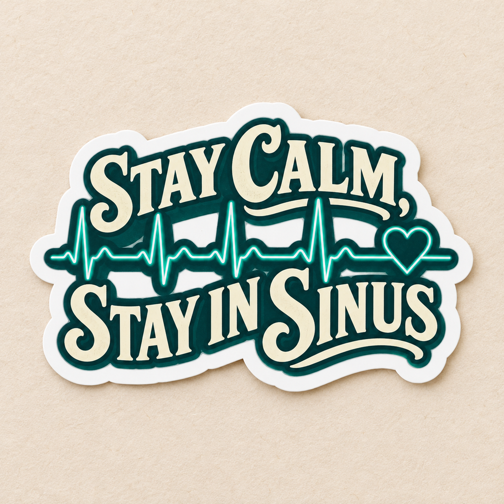 Stay Calm Stay in Sinus Sticker — product in warm setting