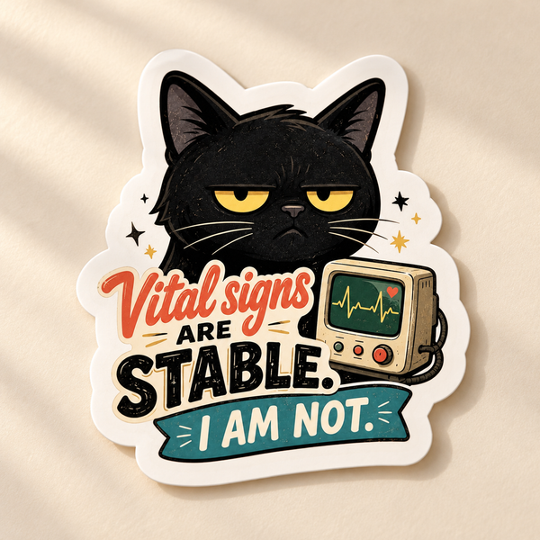 Vital Signs Are Stable I Am Not Grumpy Cat Sticker