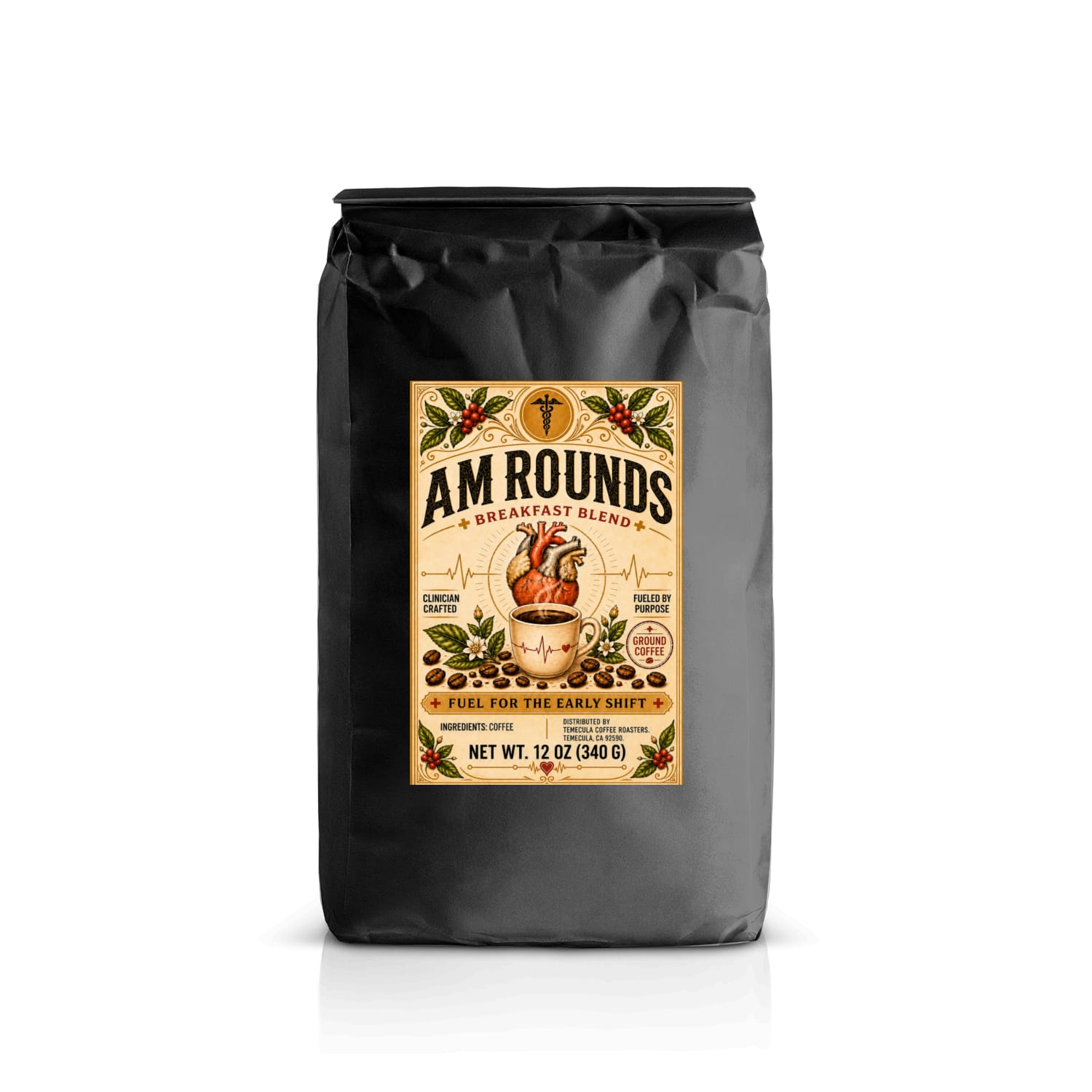 AM Rounds Breakfast Blend Ground Coffee — 12 oz